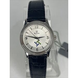 Bulova Women's Silver Dial Watch with Black Strap